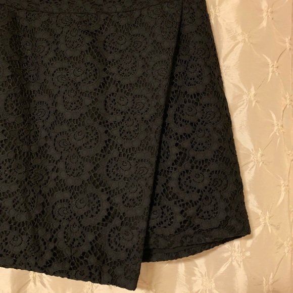 Madewell Black Lace Asymmetrical Split Skirt Faux Wrap Mini - Picture 2 of 10